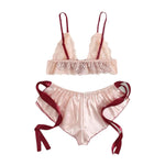 Women's 2 Piece Pajama Sets Lingerie Solid Color Bow Bandage Bra Camisole with Shorts Sexy Loungewear Summer