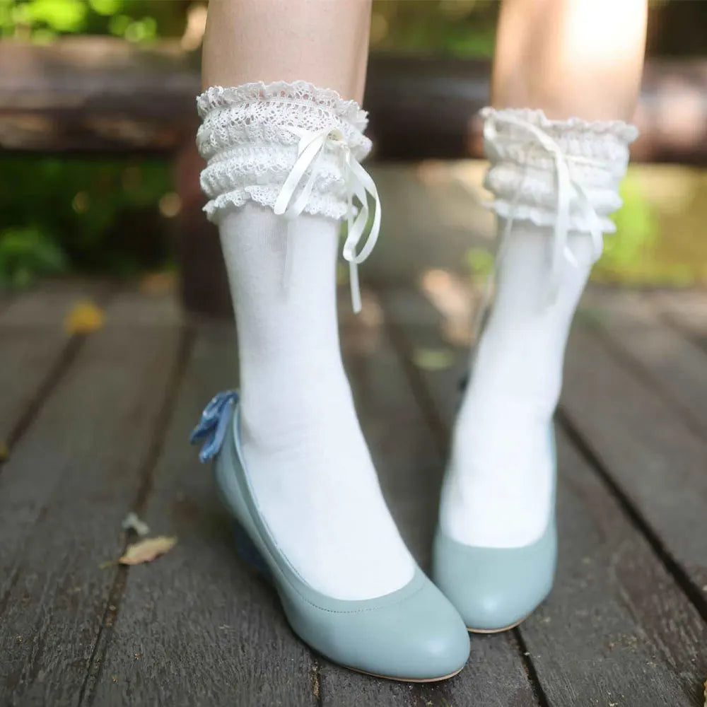 New High Heel Lolita Wedge Pumps Daily Floral Polka Dot Print Sweet Vintage Dress Heels Bow Tie Tea Party Cosplay Wedding Shoes