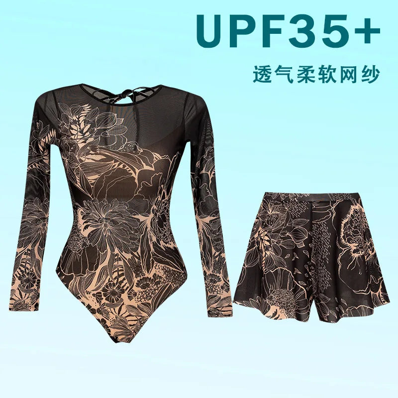 Print Long Sleeve Swimsuit 2026 Sexy Women Swimwear Female Push Up Bikini Surfing Suit Zipper Sport Swimming Bodysuit Beachwear