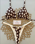 DEKA Sexy Green Floral Print Bikini Set Swimwear Women Braiding Rope Strap Patchwork Bandage Push Up Bathing Suit Thong Swimsuit