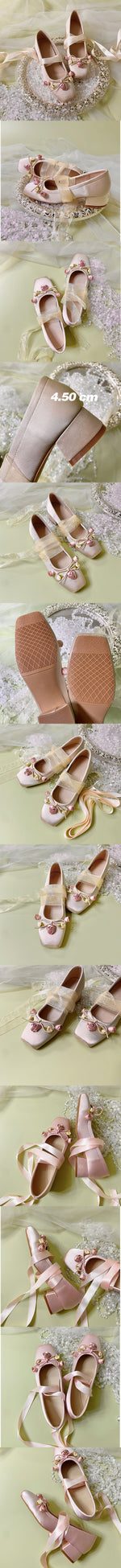 2025 Summer Cute Square Toe Ballet Flats Shoes Women with Riband Sweet Satin Slip On Comfortable sole Office Lady Daily Shoes
