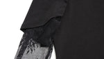 Ahagaga Eelgant Lace Women's Dress Patchwork Long Sleeves Autumn Party Slim Fit Sheath Velvet Sexy Split Trend Female Vestidos