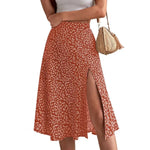 Women Summer Skirt Slit A-line High Waist Floral Print Loose Dress-up Elegant Breathable Lady Midi Skirt Female Clothes
