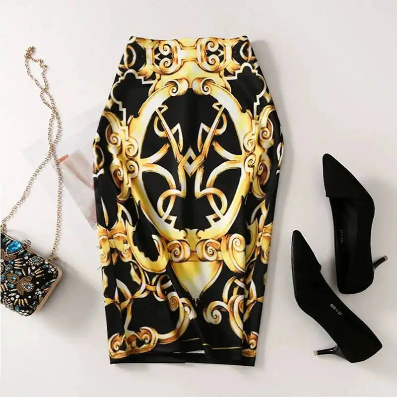 Spring Summer Women Y2K High Waist Midi Pencil Chiffon Skirts Slim Bodycon Vintage Hip Raise Korean Fashion Clothes UOV5