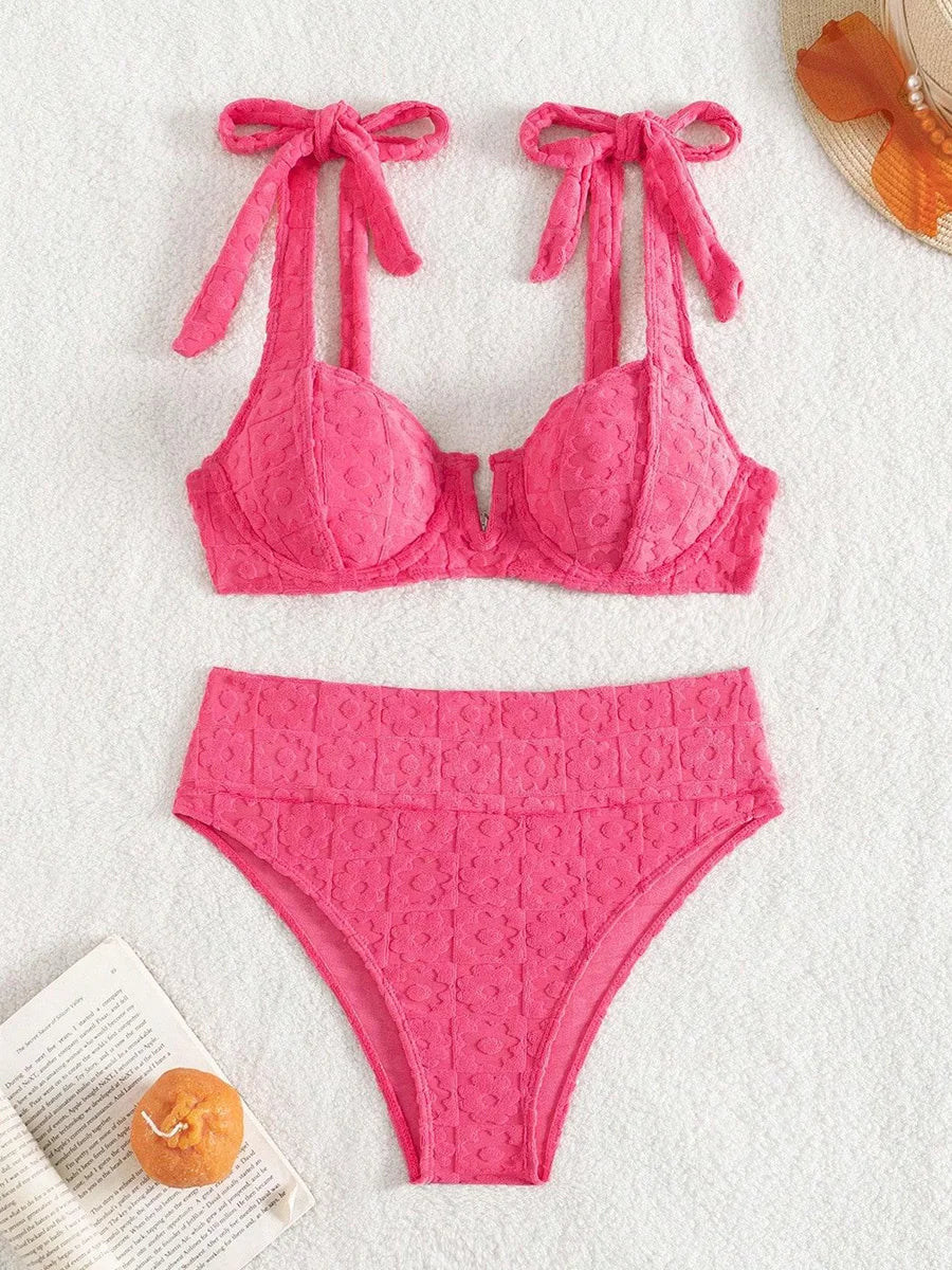 S - XL Underwired V Shaped Female Swimsuit High Waist Bikini Women Swimwear Two-pieces Bikini Set Bather Bathing Suit Swim Lady