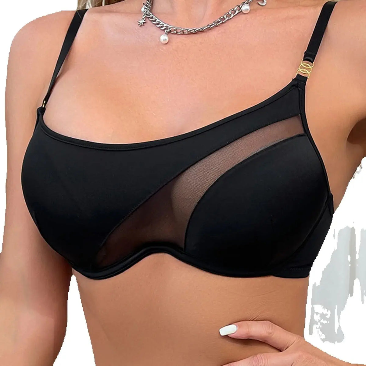 Sexy Hollow-Out One-Shoulder Lingerie for Women, Ultra-Thin Soft Underwire Push-Up Bra, Sexy Side Breast-Reducing Sports Bra