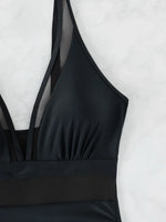 Sexy Black One Piece Swimsuit 2026 Women Mesh Patchwork Transparent Tummy Control Swimwear Bathing Suit See Through Monokini