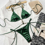 2026 New Sexy Bikini Green Diamond Rhinestone Swimwear Swimsuit Women Halter Bikinis Set Bathing Suit Beach Bikini Luxe Female