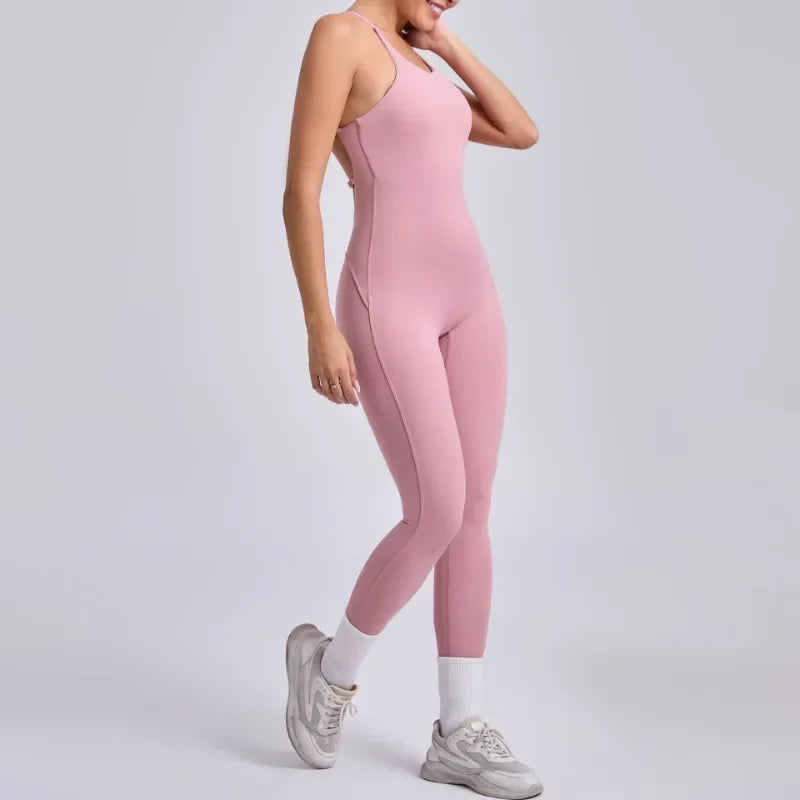 Women's Yoga Jumpsuits Sports Fitness Hip-lifting Cross Beauty Back Adjustable Straps One-piece Training Workout Gym Bodysuits