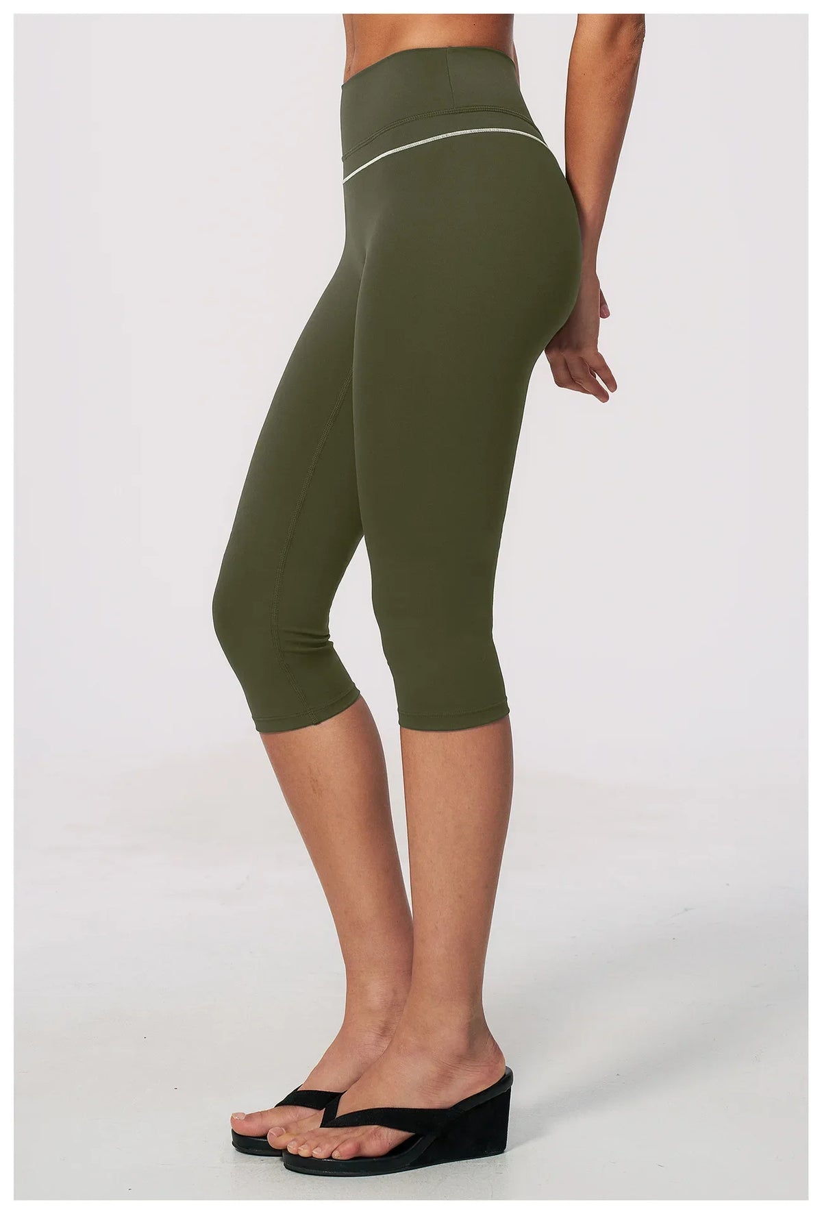 Hip Lifting Midi Length Yoga Pants Women Contrast Color Gym Sports High Waist Capri Trousers Breathable Fitness Running Leggings