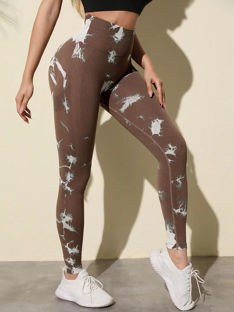 47 Color Marbling Tie-Dye Seamless Yoga Pants Sports Leggings Women Running Fitness High Waist Gym Leggings Women Workout Tights