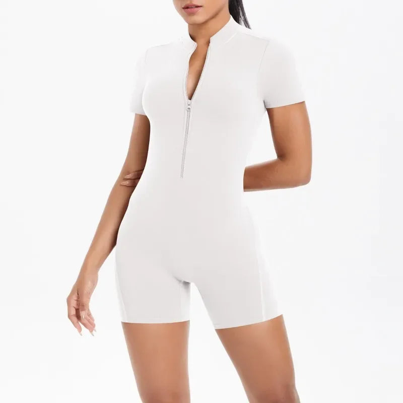 Women's Seamless Yoga Jumpsuits Sports Fitness Zipper Open Beauty Back Hip-lifting One-Piece Running Training Workout Bodysuits