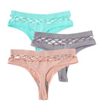3Pcs/Set Sexy High Rise Panties Women Thongs Comfort G-String Underwear Sexy Lingerie Hollow Bottoms Female Underpants M-L