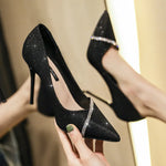 High Heels Women withSpring and Autumn Pointy Women's Shoes Dress Wedding Shoes Temperament Banquet Single Shoes