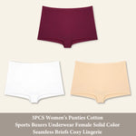 3PCS Women's Panties Cotton Seamless Sports Boxers Underwear Female Solid Color Briefs Cozy Lingerie Intimate Underpants XS-XL