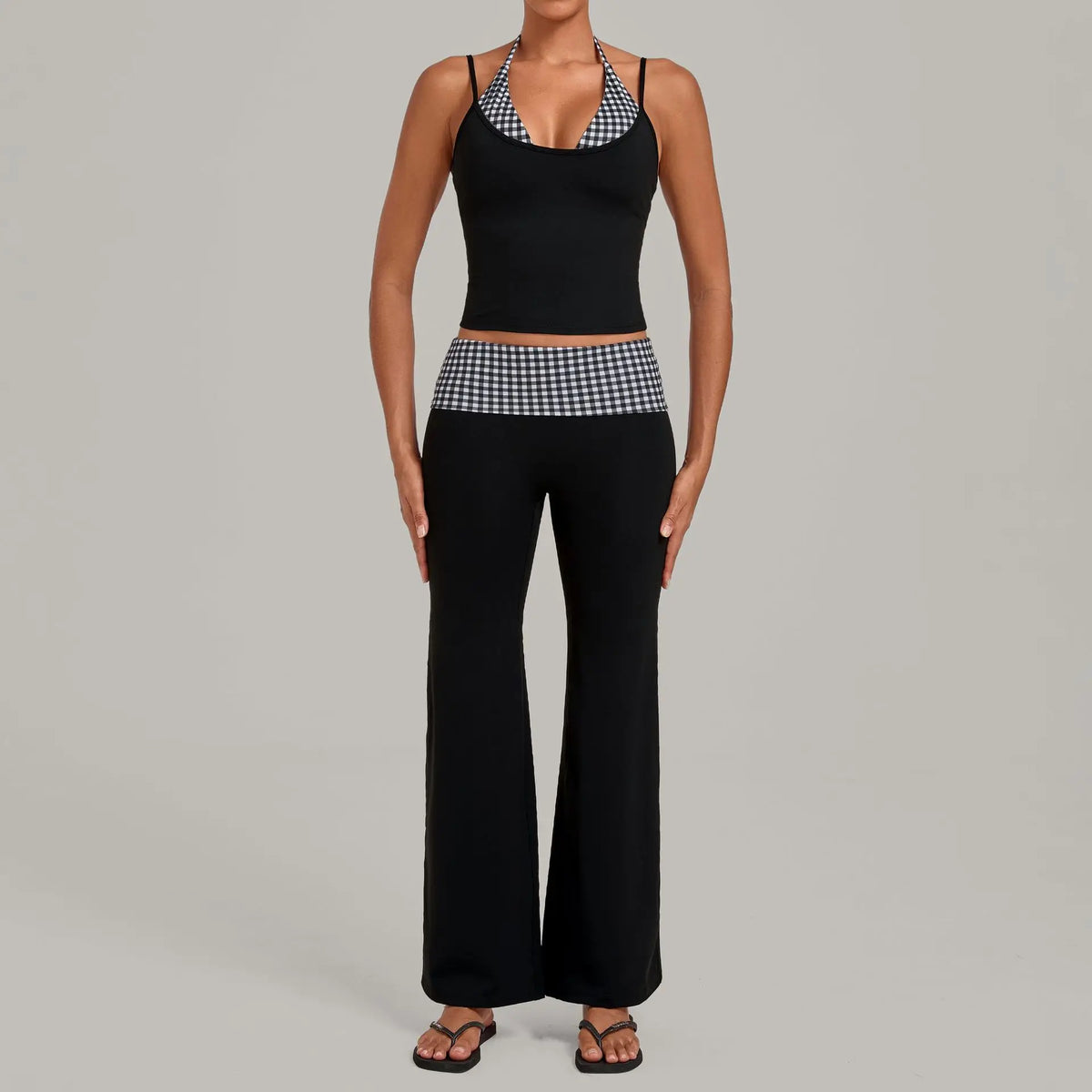Women's Sleeveless Yoga Set Sports Workout High Waist Butt-Lifting Flared Pants Suits Beautiful Back Slim-Fit Running Vest Sets