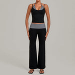 Women's Sleeveless Yoga Set Sports Workout High Waist Butt-Lifting Flared Pants Suits Beautiful Back Slim-Fit Running Vest Sets