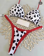2026 Swimwear Women CuteCherry Print Brazilian Thong Bikini Set Sexy Thong Swimsuit Two Pieces Bathing Suit Women Beach Wear