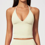 Sexy V Neck Yoga Vest Women Quick Dry Shockproof Slimming Sports Tank Top Cloud Feeling Sanded Workout Fitness Running Vest