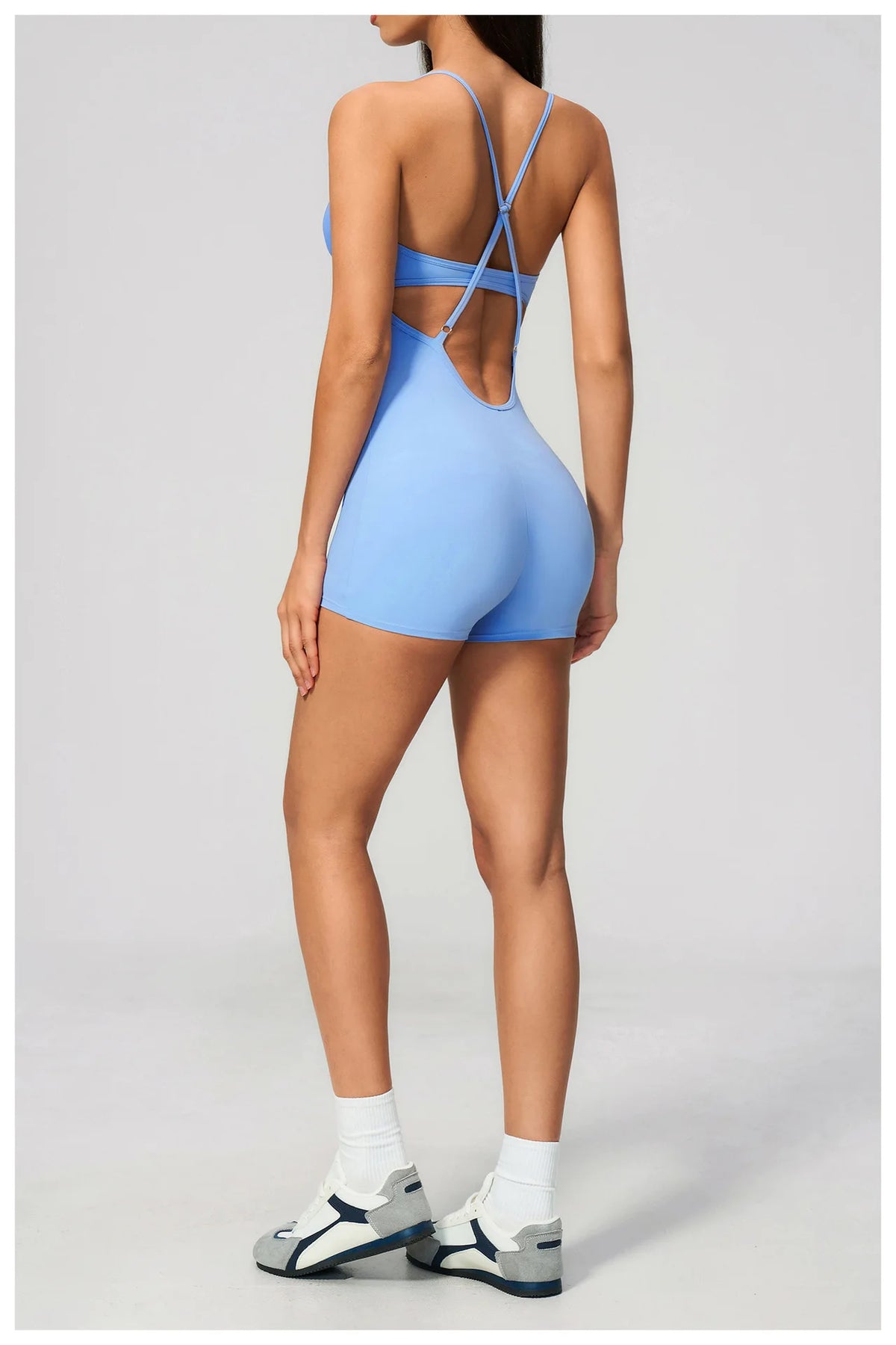 New Cross Back Yoga Jumpsuit Women Tight Sleeveless Hollow Out Sports One Piece Suit Butt-Lifting Shorts Fitness Bodysuits