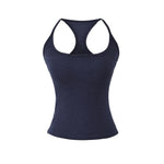 Early Spring New Style Hot Girl Pure Desire Sexy U-Neck Chest Pad Elastic Base Tank Solid Color Backless Sleeveless Top 6JYN