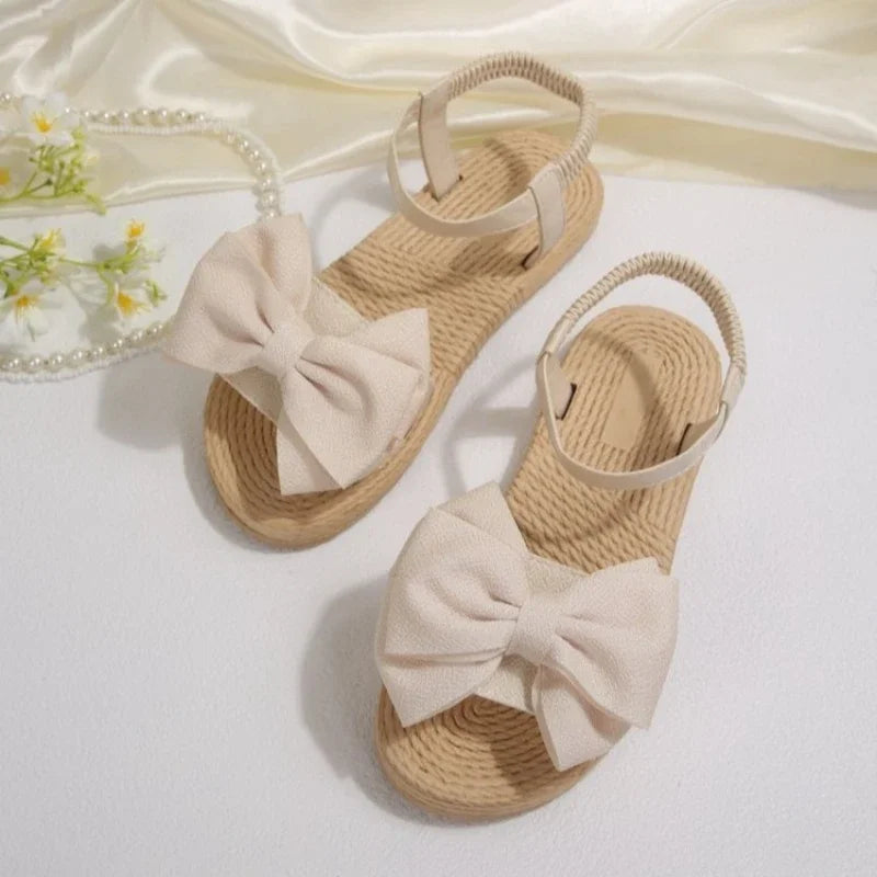 New Summer Flat Sandals Fashion Beach Slippers Outdoor Bow Tie Flat Shoes Home Women Anti-slip Trend Sandals