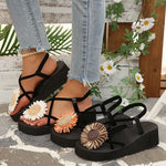 Summer Thick Bottom Bohemian Sandals Women Flowers Decor Non Slip Platform Beach Sandles Woman Plus Size 42 Light Eva Sandals