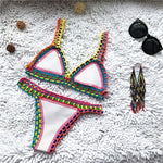 Pink Crochet Bikini 2025 Sexy Women Swimsuit Female Swimwear Micro Bikini Set Bandeau Swimming Suit Beachwear Brazilian Biquini