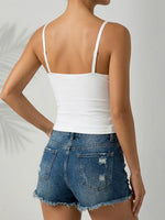 Lace neckline Women Sleeveless Camisole Built-in padding Adjustable thin straps Tank Top Summer Beathable Ladies Vest