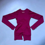 DFHE Active Long Sleeve One Piece Women Seamless Yoga Fitness Workout Short Jumpsuit Backless Set Gym Sportswear Playsuit