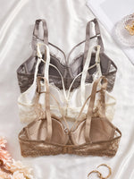 3PCS Lace Women's Underwear Set Sexy Mesh Lace Push-Up Bra Stylish Comfy Underwire Lingerie Bra for Women