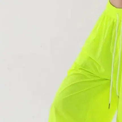 Women Sport Pants Wide Leg Elastic Waist Adjustable Drawstring Long Pants Solid Color Leisure Travel Cargo Trousers