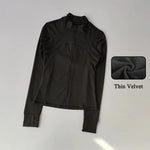 Women's High-End Velvet Yoga Jacket Stand Collar Long Sleeve Fitness Running Training Top for Autumn Winter Sports