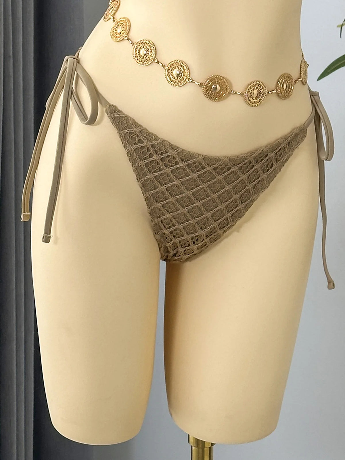 Sexy Mesh Cover Up 3 Piece Bikinis Sets 2026 Women Black Metal Chain Strap Push Up Thong Swimsuit Holiday Bathing Suit Swimwear