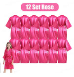 6-15Pcs Multicolors Spa Robes for Girls Spa Birthday Kimono for Girls Soft Silk Satin Slumber Sleepover Pyjama Party Supplies