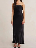 Women Evening Party Long Dress Backless Cut Out Strapless Straight Dress Summer Sexy Elegant Dresses