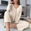 Autumn Winter Women Solid Color Pajama Set Casual Loungewear Long SleeveLeg Pants 2 Piece Outfit Comfortable Homewear New Hot
