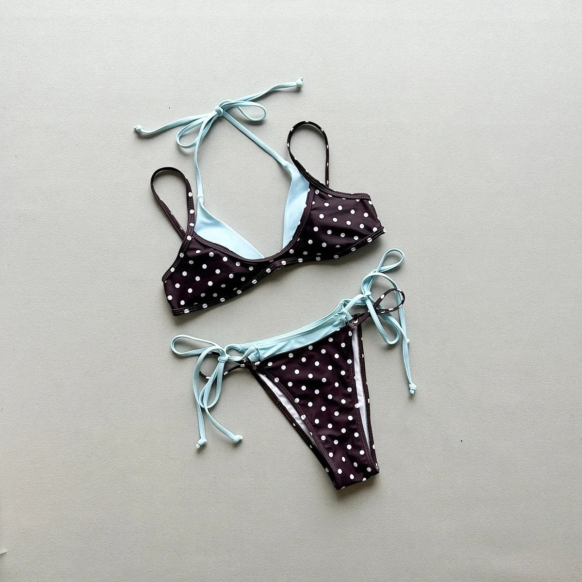 Sexy Orange Polka Dot Print Contrast Micro Bikini 2026 Women Hollow Out Push Up Bra Thong Swimsuit Summer Bathing Suit Swimwear