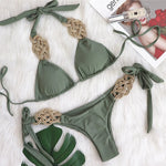 DEKA Sexy Red Weave Patchwork Bikini Set Women White High Cut Push Up Thong Swimsuit Vintage Beach Bathing Suit Mini Swimwear