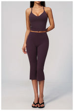 Summer New Yoga Clothing Women Solid V Neck Slim Sports Tank Top Athletic Wear High Waist Butt Lift Mid Pants Gym Fitness Suits