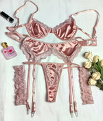 Toucheart 4PCS Patchwork Sexy Interesting Underwear Thong Set Slim Backless Lace Up Hollow OutFloral Mesh Sexy Underwear Set