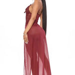 Sexy Long Underwear Dresses for Women Lace SeeThrough Nightgown Erotic Ladies Lingerie Sleepwear Nightgown