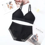 Women Padded Bra And Panties Set Low Waist Briefs Wire Free Bra Female Solid Color Underwear Sexy Lingerie Set One Size