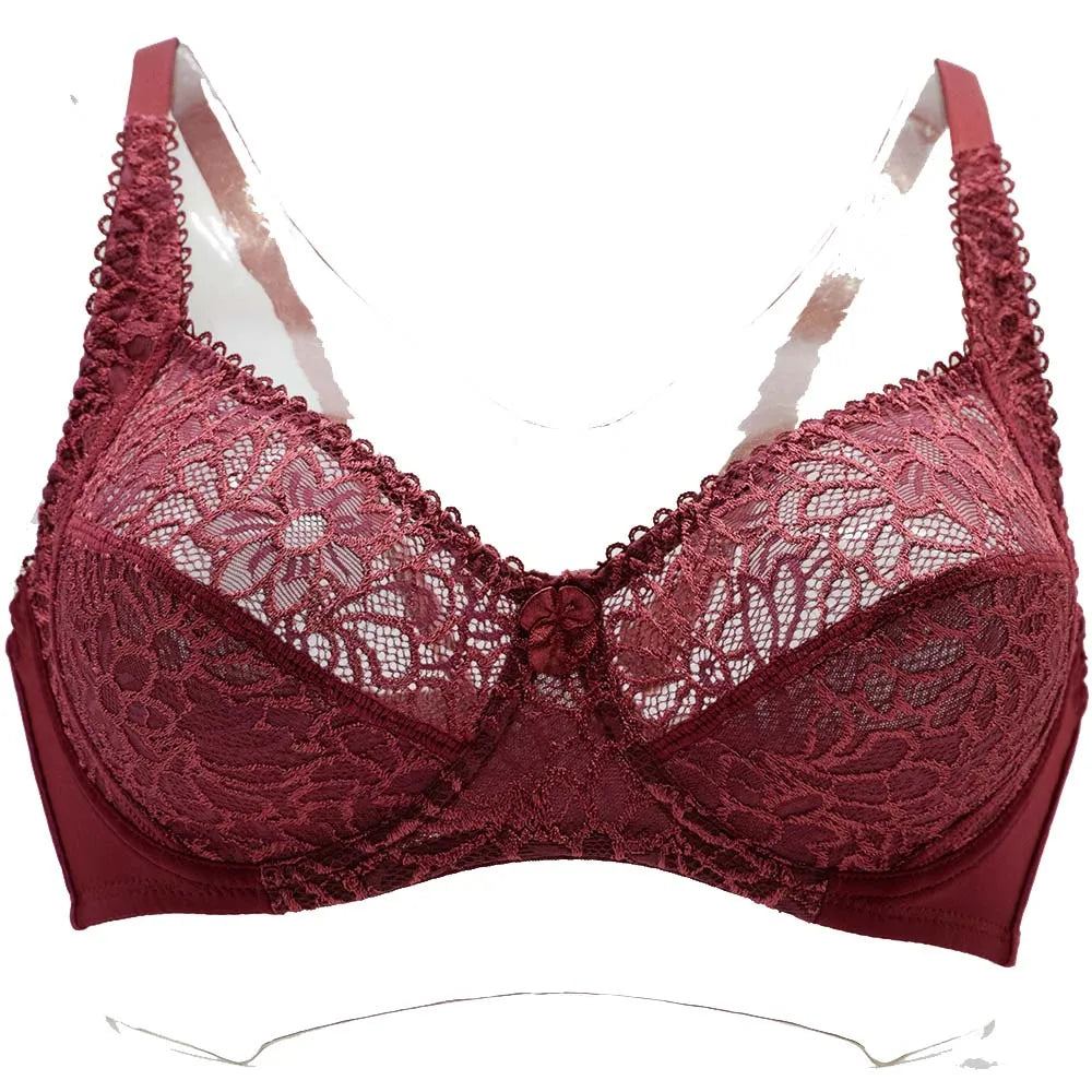 Bras For Womens Lace Bra Lager Bosom See Through Underwire Sexy Lingerie BH Tops Plus Size C D DD E F Cup