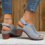 Retro Hollow Out Thick Heeled Sandals for Woman Summer Lightweight High Heels Sandals Women Plus Size Outdoor Platform Sandles
