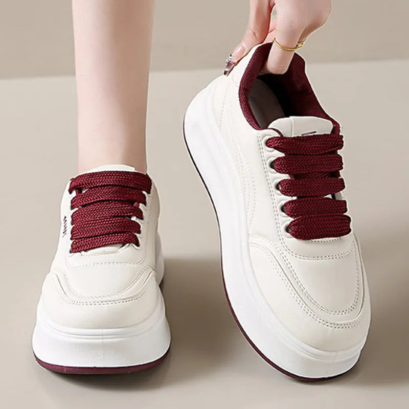 Letter Embroidery Sports Shoes Women Spring Autumn Mix Color Lace Up Sneakers Woman Soft Sole Platform Vulcanize Shoes Mujer