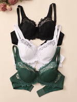 Elegant Womens Lace Bra Hollow Out Design Underwire Support Sexy Lingerie BH Tops UnderwearPlus Size A B C D E Cup