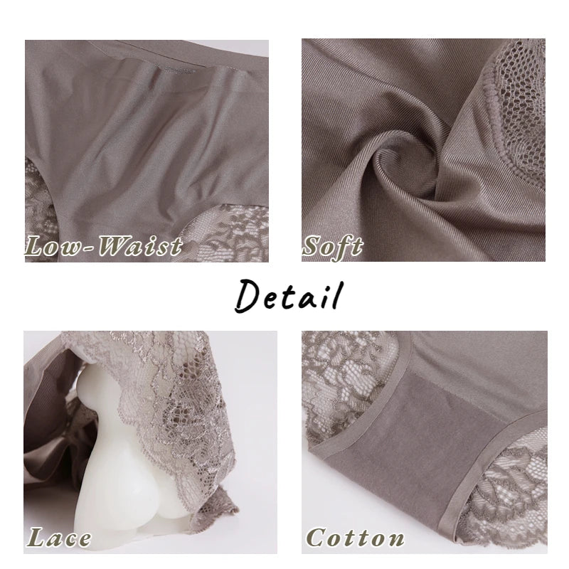 Women's Panties Sexy Lace Seamless Female Underwear Low-Waist Plus Size XXXXL Elasticity Briefs for Ladies Breathable Lingerie