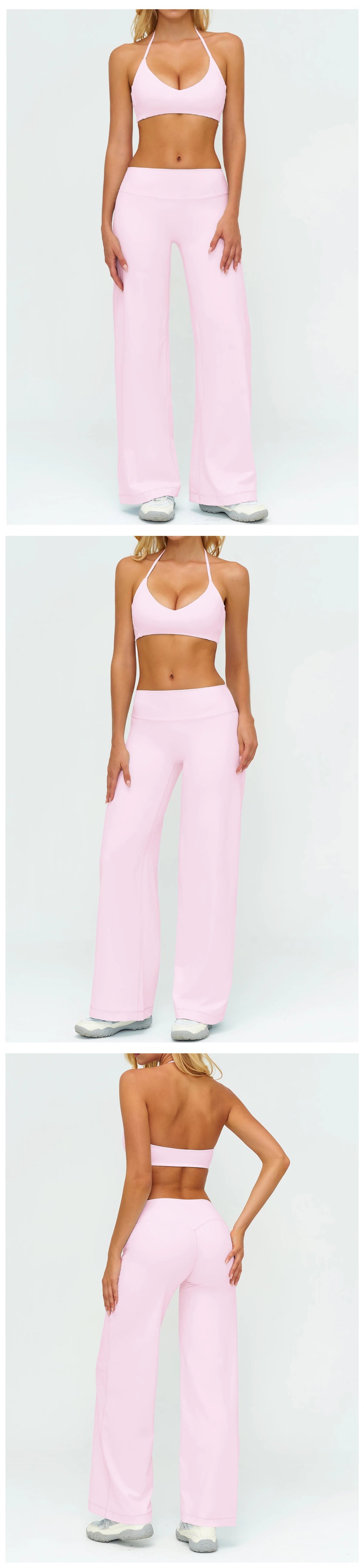 Women's Fitness Set Gym Tracksuit Breathable Sports Bra Flared Trousers Suit Workout Clothing Sportswear Female Athletic Wear