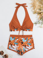 2026 Halter Bikini Set Short Swimsuit Women High Waist Swimwear Female Printed Bathers Swimming Bathing Swim Suit Beachwear